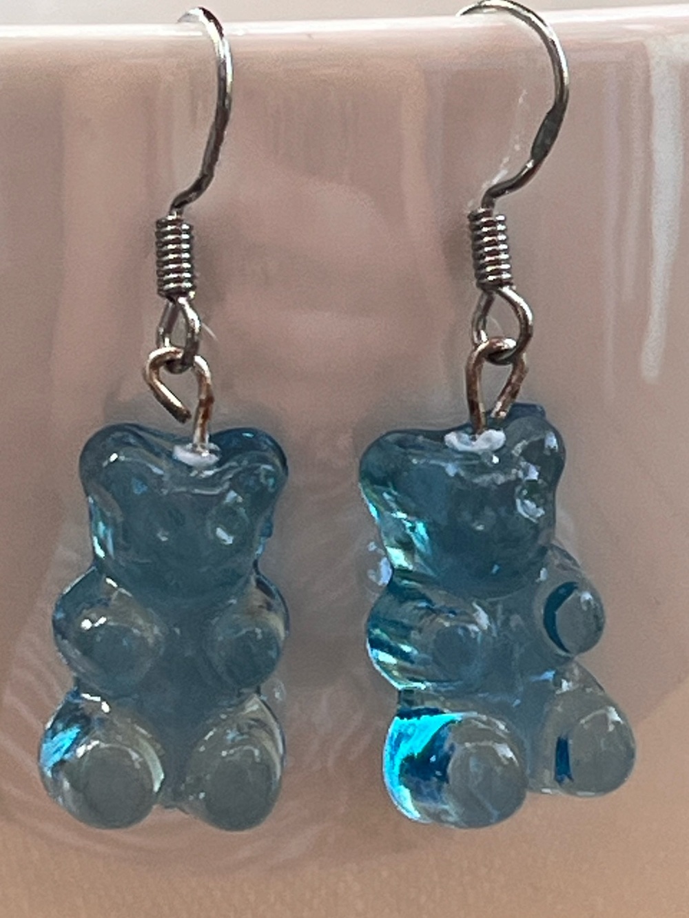 🧸 Turquoise Gummy Bear Dangle Earrings